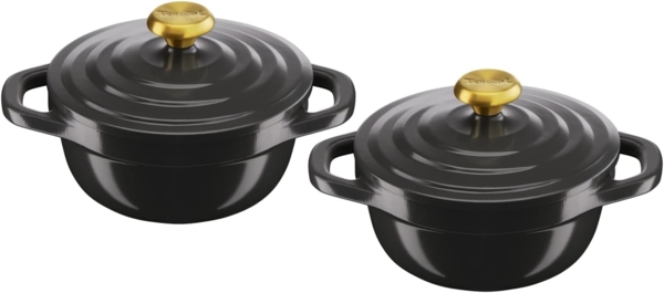 Tefal Topf-Set Air, Aluminiumguss (Set, 4-tlg), 2-tlg, 11 cm, Keramikversiegelung, Kondensationsdeckel, backofenfest