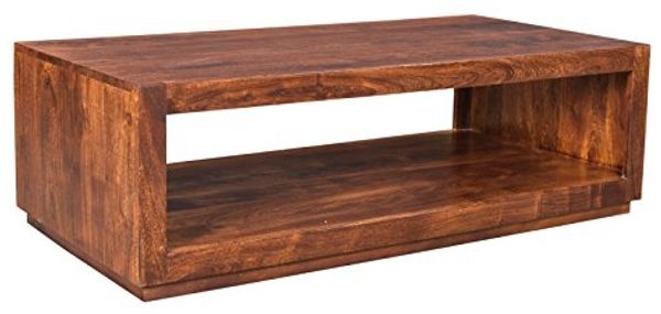Couchtisch Akazie massiv 116x57 cm braun massivum Milburn rechteckig mit Ablage Holz Wohnzimmertisch Holztisch Sofatisch