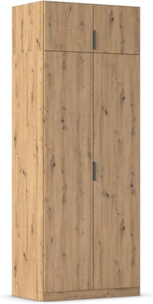 Rauch Möbel Lagoa, Kleiderschrank, Garderobe für Schlafzimmer, Kinderzimmer, Jugendzimmer 4-türig, mit Zubehör Premium, Farbe Eiche Artisan, Holz, Breite 91