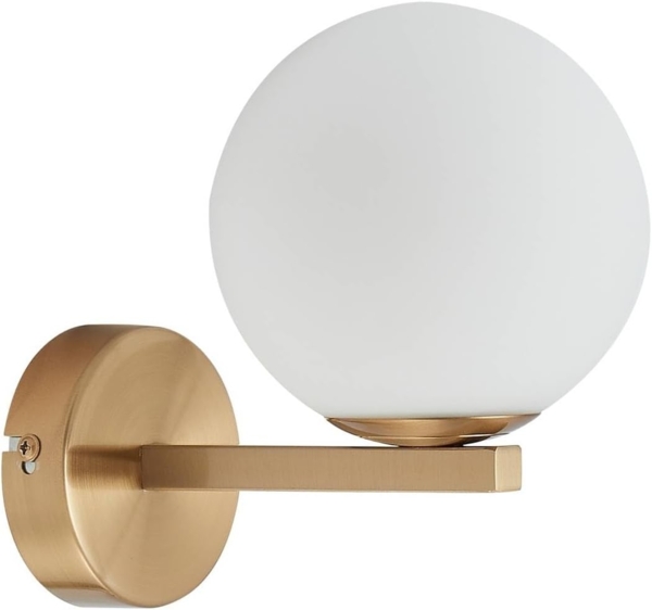 Lucande Wandleuchte Bidolo, Metall, Gold / Messing IP44, 1 x 8 W LED