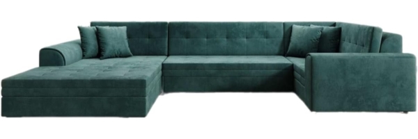 Designer Sofa Velio mit Schlaffunktion Samt Grün Links