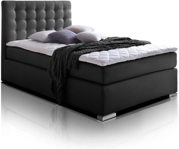 Möbel-Eins ISABELL PLUS Boxspringbett schwarz 90x200 cm, Härtegrad 3
