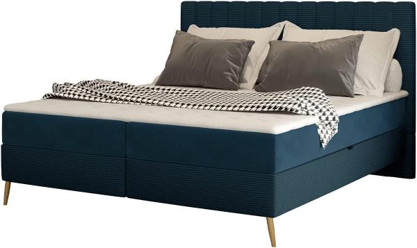 Boxspringbett Cersen Cord blau 160 x 200 cm