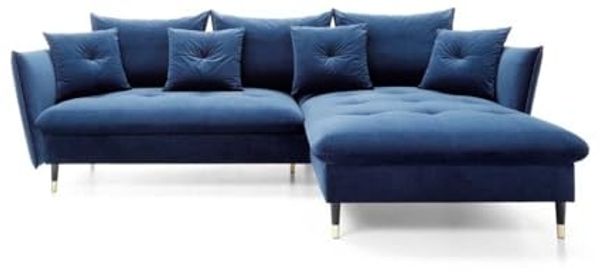 Designer Sofa Louise mit Schlaf- und Klappfunktion Blau rechts
