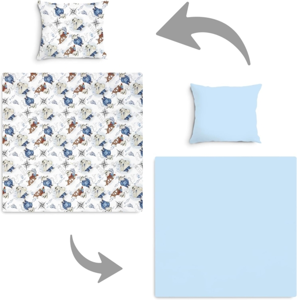 Amilian Babybettwäsche Kinderwagenset - 2tlg. Kinderbettwäsche - 80x80cm + 35x40cm, 100% Baumwolle, 2 teilig, Bettwäscheset für Kinderwagen, Wiege, Babybett - Baby Bettwäsche Bild 6