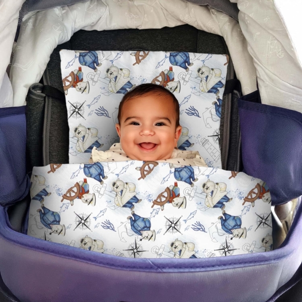 Amilian Babybettwäsche Kinderwagenset - 2tlg. Kinderbettwäsche - 80x80cm + 35x40cm, 100% Baumwolle, 2 teilig, Bettwäscheset für Kinderwagen, Wiege, Babybett - Baby Bettwäsche Bild 3