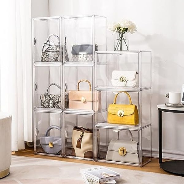Creliv Vitrine Handtaschen Aufbewahrung – transparente Vitrine für Designer Taschen (2-St, 36x27x22cm) für Schuhe, Figuren, Modelle