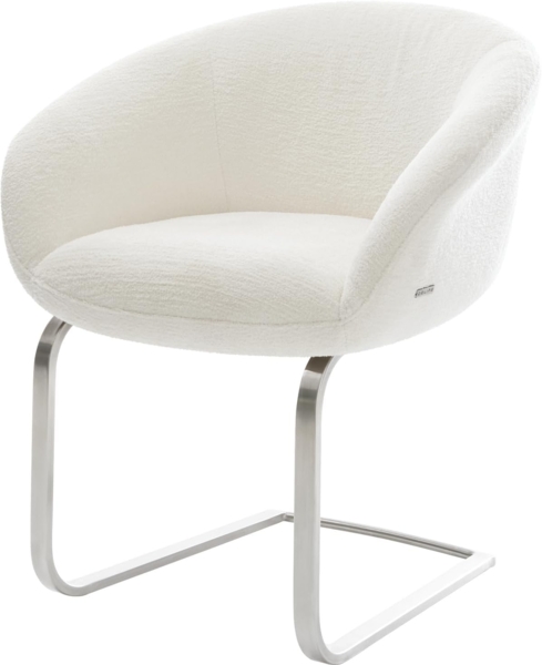 Freischwinger Vinka-Flex mit Armlehnen Bouclé Soft Beige Freischwinger flach Edelstahl Taschenfederkern