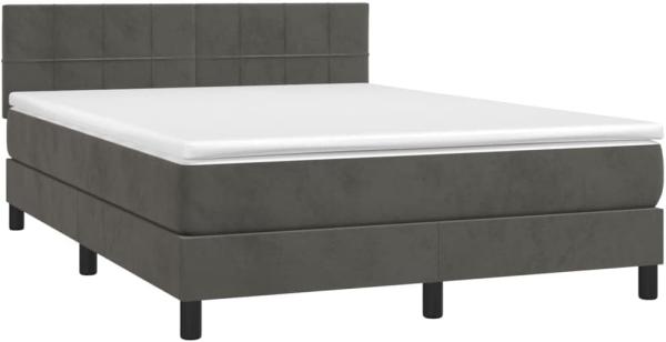 vidaXL Boxspringbett mit Matratze & LED Dunkelgrau 140x200 cm Samt 3134406