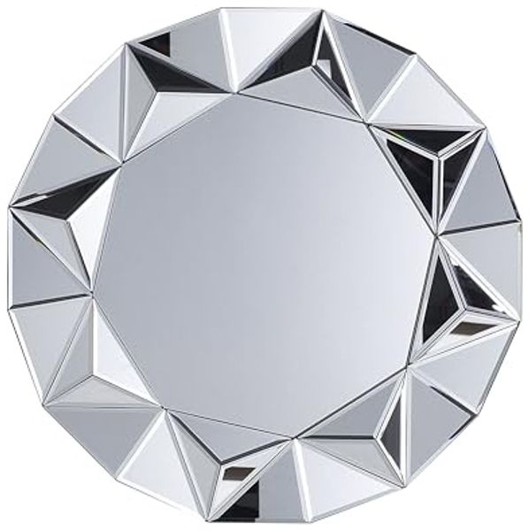 Wandspiegel Silber ø 70 cm MDF Platte Unregelmässig Diamantform Form Modern