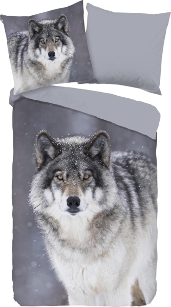 Good Morning Flanell Bettwäsche 135 X 200 cm + 1- 80 X 80 cm Wolfie wolf grau