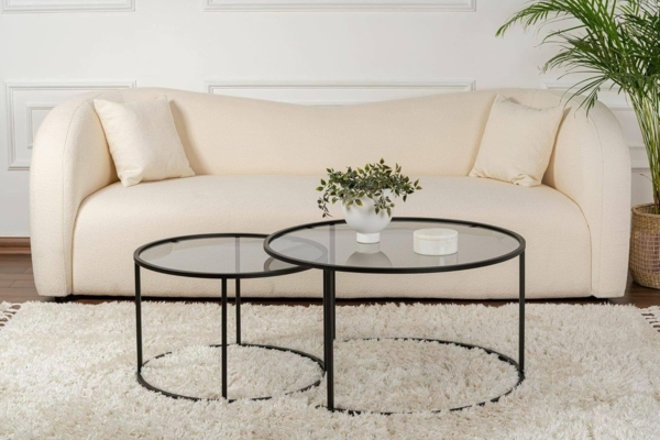 Dmora Dmor Wohnzimmertisch Ragalna 80 x 80 x 43h cm Schwarz, 2er-Set