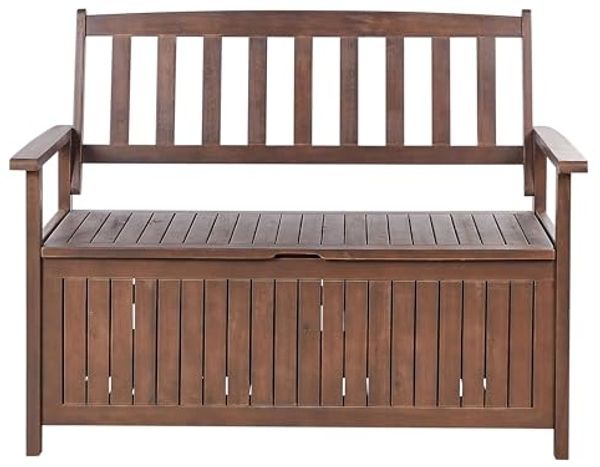 Gartenbank SOVANA 120 cm mit Stauraum Akazienholz Dunkler Holzfarbton