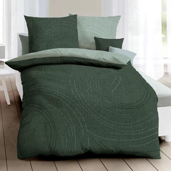 Traumschlaf Mako-Satin Bettwäsche Jaro|155x220 cm + 80x80 cm| jade