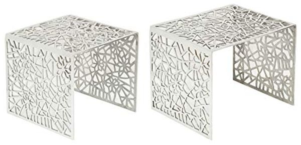 riess-ambiente Couchtisch ABSTRACT 49cm silber (Set, 2-St), Wohnzimmer · Metall · eckig · Handarbeit · Gap Design · Modern