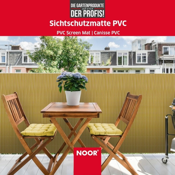 NOOR PVC Sichtschutzmatte - wetterfester Sichtschutzzaun für Balkon, Terrasse und Garten - stabile Balkonverkleidung als Sichtschutz - einfache Montage der Zaunblende - Bambus 100 cm x 3 m Bild 3
