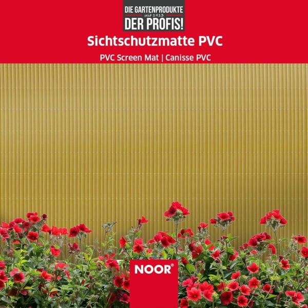 NOOR PVC Sichtschutzmatte - wetterfester Sichtschutzzaun für Balkon, Terrasse und Garten - stabile Balkonverkleidung als Sichtschutz - einfache Montage der Zaunblende - Bambus 100 cm x 3 m Bild 4