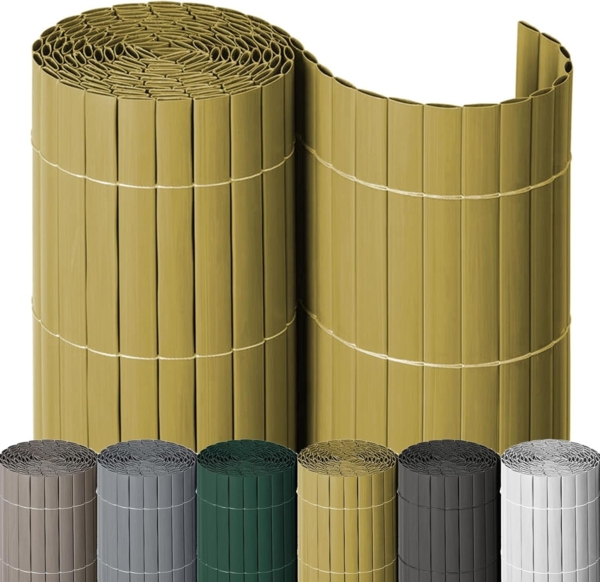 NOOR PVC Sichtschutzmatte - wetterfester Sichtschutzzaun für Balkon, Terrasse und Garten - stabile Balkonverkleidung als Sichtschutz - einfache Montage der Zaunblende - Bambus 100 cm x 3 m Bild 1