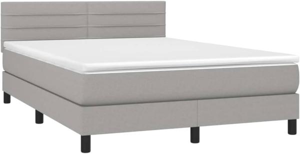 vidaXL Boxspringbett mit Matratze Hellgrau 140x190 cm Stoff, Härtegrad: H2 [3140129]