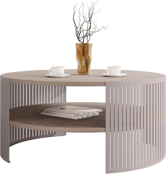 Couchtisch Fahugin Cashmere, Beine und Seiten aus Stahl (Farbe: Cashmere / Cremona Cannolo)