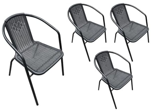 LC Garden Stapelstuhl Garvista Stapelstuhl 54x52x72cm schwarz Gartenstuhl Terassenstuhl, Pulverbeschichteter Stahl