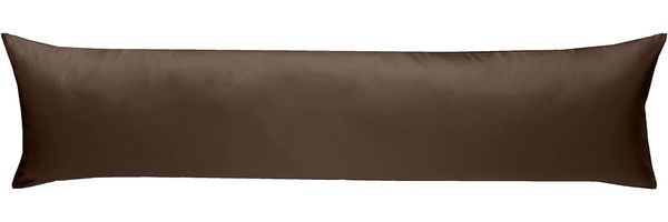 Bettwaesche-mit-Stil Mako-Satin Seitenschläferkissen Bezug aus 100% Baumwolle (Baumwollsatin) Uni/einfarbig (40x145 cm, Dunkelbraun)