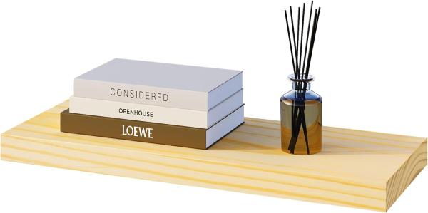 eSituro Wandregal Holz, Regal Wand, Hängeregal, Schweberegal, Regalbrett 50 x 19 x 3,5 cm, Wand Regal, für Küche Wohnzimmer Schlafzimmer, Wandboard mit unsichtbarer Halterung, Holzoptik