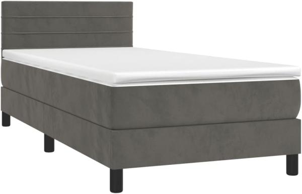 vidaXL Boxspringbett mit Matratze Dunkelgrau 90x190 cm Samt 3141336