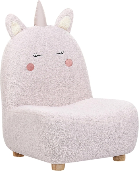Kindersessel Teddy-Optik pastellrosa Tierform Einhorn LULEA