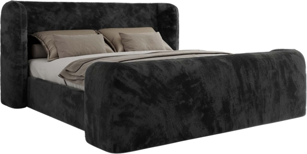 Polsterbett mit Lattenrost, Doppelbett für Schlafzimmer, Gepolstertes Kopfteil - EMORA CLASSIC DUO - 180 x 200 cm - Dunkelgrau Stoff Bild 7