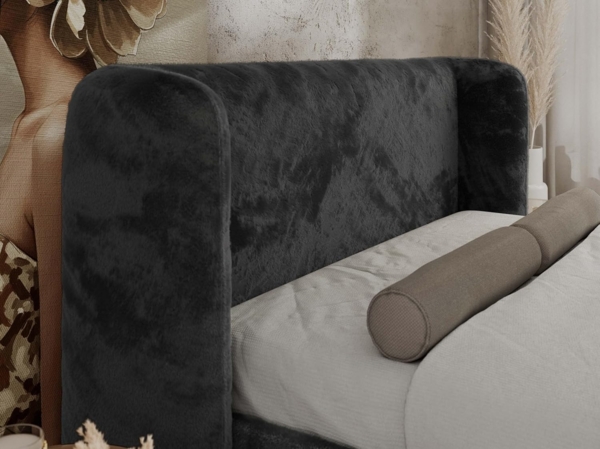 Polsterbett mit Lattenrost, Doppelbett für Schlafzimmer, Gepolstertes Kopfteil - EMORA CLASSIC DUO - 180 x 200 cm - Dunkelgrau Stoff Bild 5