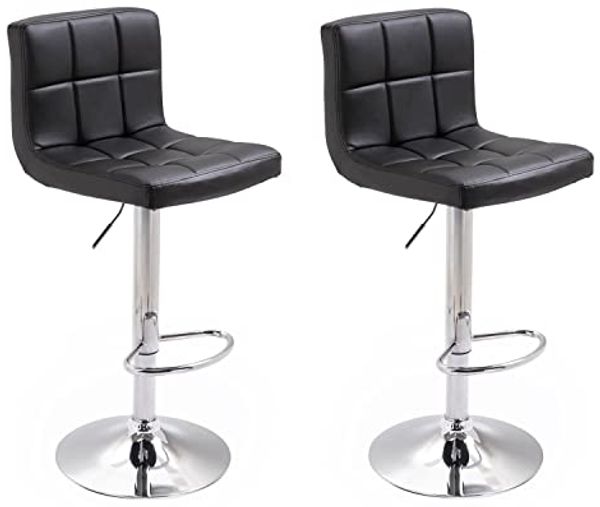 Happy Garden 2er Set Barhocker schwarz Mike. Küchenstuhl in modernem Design mit höhenverstellbarem Sitz, 360° drehbar und Fußstütze. Hocker mit schwarzer Rückenlehne.