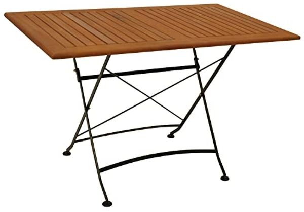 DEGAMO Gartentisch HOFGARTEN (1-St), 70x120cm rechteckig, Stahl schwarz + Eukalyptus, klappbar