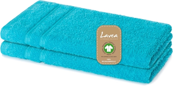 Lavea Gästehandtuch Bali, 30x50cm aus 100% Bio-Baumwolle, einzigartig weiche Gästetücher mit Aufhänger (Set, 2-St), hochwertiges und nachhaltiges Premium Gästetuch – saugstarke Faser