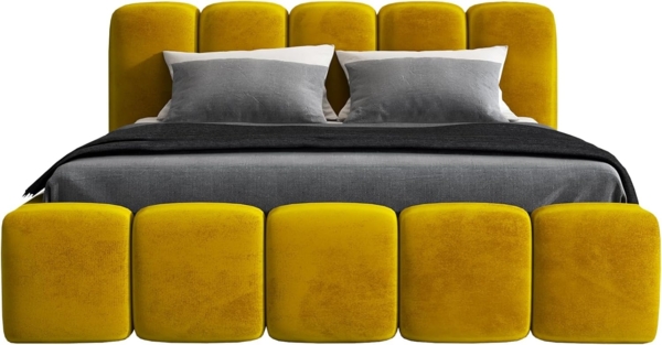 A&J MöbelLand 'Sonic' Polsterbett, Polyester, Bernesteigraun, 120 x 200, mit Matratze, mit Lattenrost, mit Bettkasten Bild 3