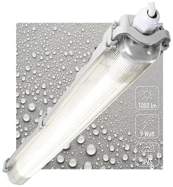 proventa LED Deckenleuchte Feuchtraumleuchte, LED, mit LED-Röhre 60 cm 9W neutralweiß IP65