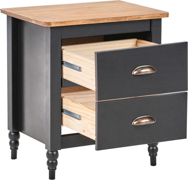 Nachttisch mit 2 Schubladen SHILLINGTON Kiefernholz Braun Schwarz Bild 4