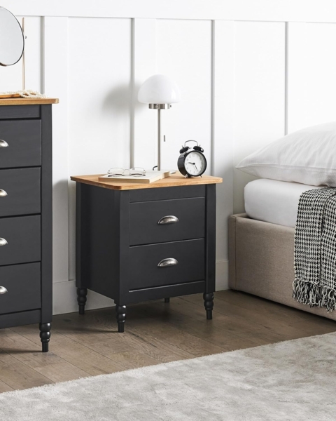 Nachttisch mit 2 Schubladen SHILLINGTON Kiefernholz Braun Schwarz Bild 2