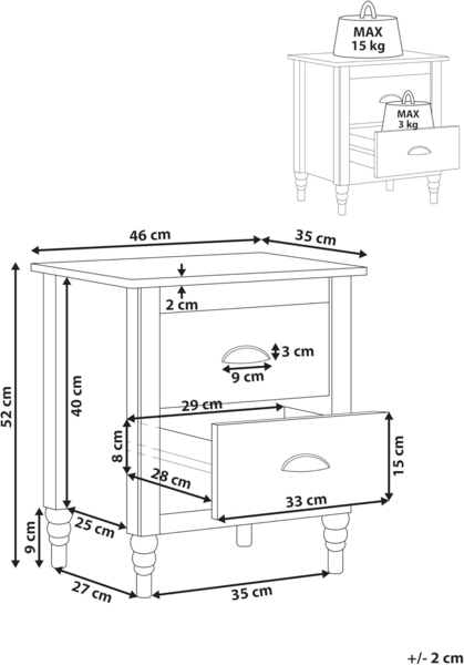 Nachttisch mit 2 Schubladen SHILLINGTON Kiefernholz Braun Schwarz Bild 3