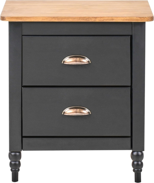 Nachttisch mit 2 Schubladen SHILLINGTON Kiefernholz Braun Schwarz Bild 5
