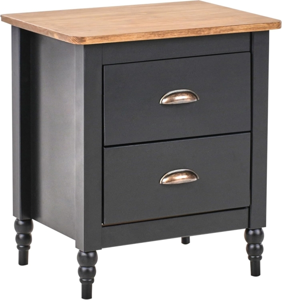Nachttisch mit 2 Schubladen SHILLINGTON Kiefernholz Braun Schwarz Bild 1