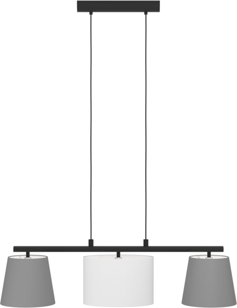 Eglo 98587 Pendelleuchte ALMEIDA 1 schwarz grau, weiß E14 3X25W L:86cm B:25,5cm H:110cm dimmbar