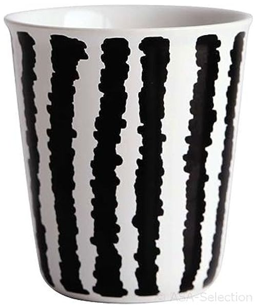 ASA Selection Coppetta Becher Espresso, Kaffeetasse, Tasse, Ton, Big Stripes, Schwarz / Weiß, 100 ml, 44002214