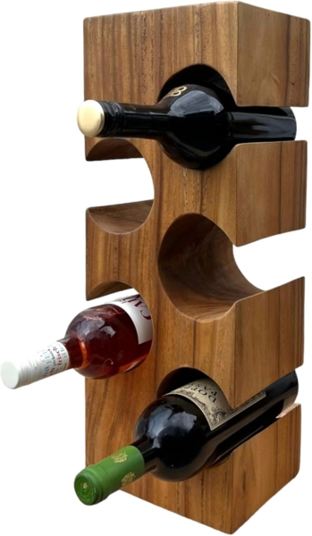 FaHome Weinregal Massiv Holz: Handgefertigter, Edler & Hochwertiger Weinhalter, (50/70/100x27x18) Natur