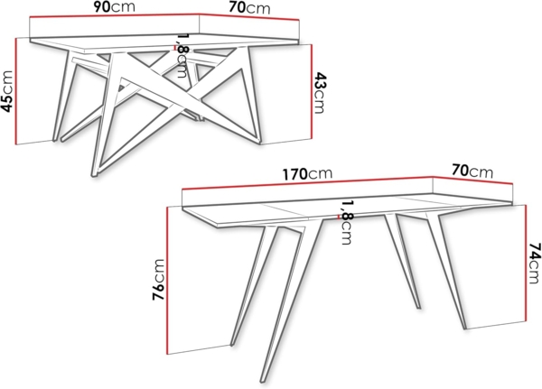 2-in-1 Couchtisch und Esstisch Xorkol (Farbe: Schwarz / Cashmere) Bild 3