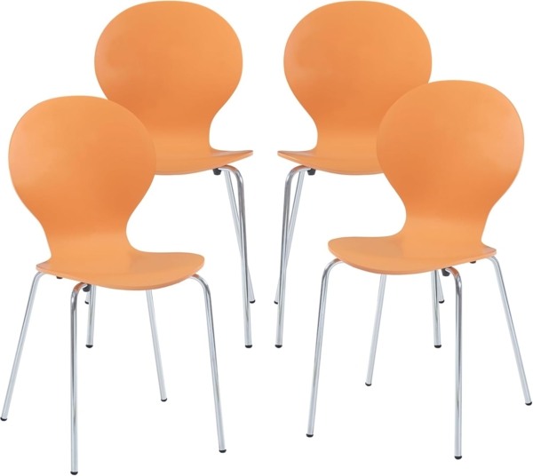 Esszimmerstuhl Etne 4er Set Orange/Chromfarben [en. casa]