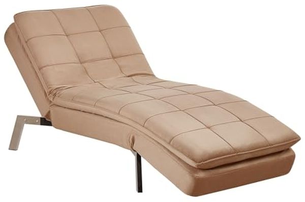 Chaiselongue Samtstoff hellbraun verstellbar LOIRET