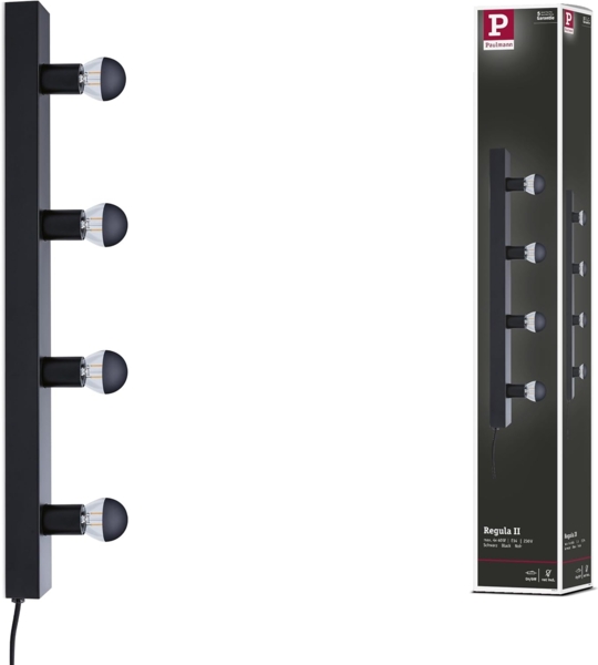 Paulmann 80101 Spiegelleuchte Regula II Stecker 4-flammig E14 Schwarz IP44