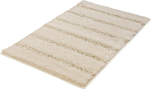 Badematte MONROVIA, 70 x 120 cm, Beige, Gestreift, Höhe 23 mm, rutschhemmend beschichtet, fußbodenheizungsgeeignet, Polyester, rechteckig