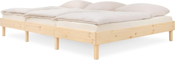 Ehrenkind Holzbett Plano, Modulares Familienbett, FSC® Zertifiziert (Familienbett, 270x200 cm, Kiefernholz naturbelassen, 2‑in‑1 Höhe (Bodenbett oder Standard), Modular und Höhenverstellbar